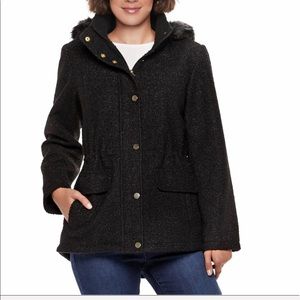 Women’s Faux Hooded Anorak Jacket Black Size Small